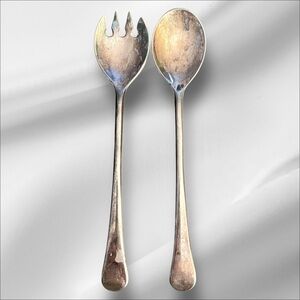 VTG Italian Silver Plated Fork & Spoon Salad Fruit Serving Set 9” Minimalist
